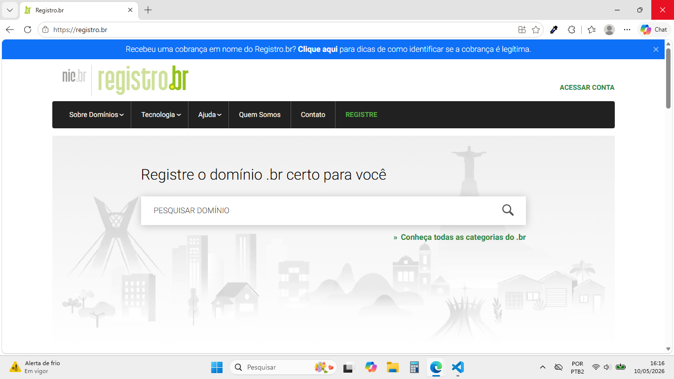 imagem da tela inicial do site registro.br